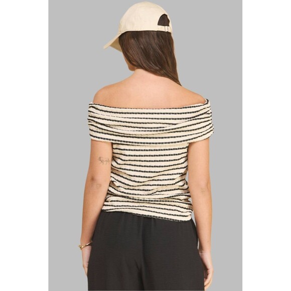She Loves Off The Shoulder Striped Top - Picture 2 of 4